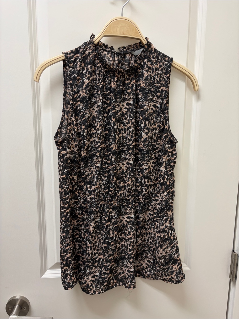 H&M Edition Sleeveless Ruffle-Neck Printed Blouse